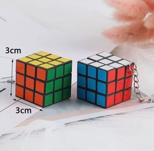 3x Mini Rubik's Cube Keychain Puzzle Toy Portable Brain Teaser Lot