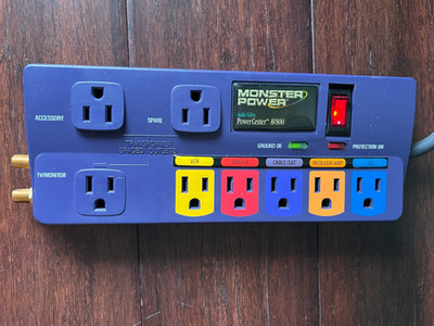 Monster Power Center AV800 Multi Colored Power Strip/Surge Protector Purple