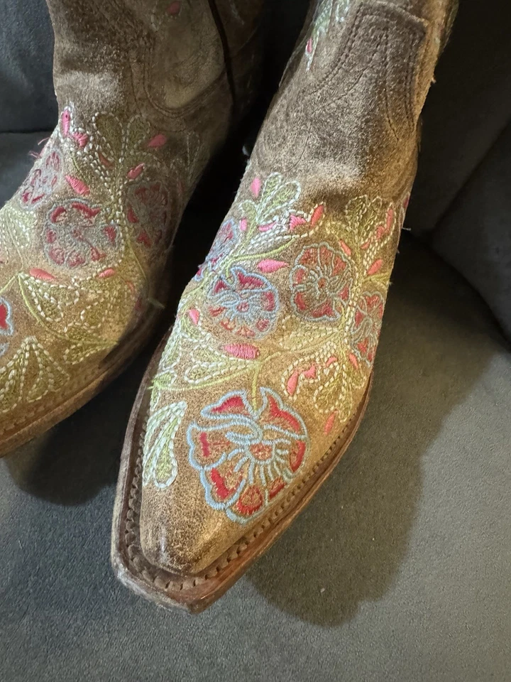 Botas Vaqueras Macie Bean Western 6 Marrón Floral Bordado Jardín M8033 Punta Foto 2 de 4