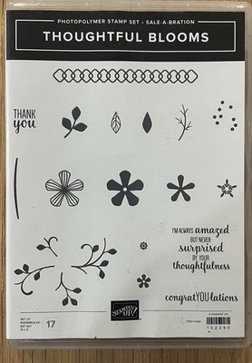 Stampin  Up! Thoughtful Blooms 17 Pc Photopolymer Stamp Set #152290 NEW