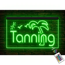Tanning Beauty Salon Shop Studio Dual Color Two Tone illuminated Neon Sign