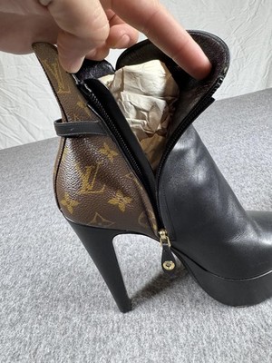 Louis Vuitton Boots Womens Size 38 Black Monogram Heel Afterglow