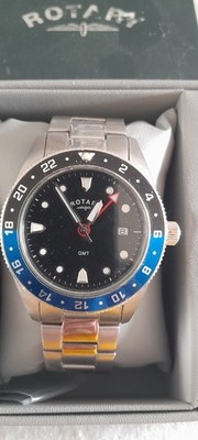 Stunning Rotary GMT Gents Quartz Watch / GB00682 With Presentation Box  Batman 