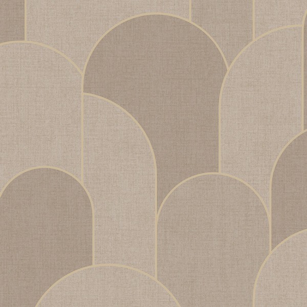 Muriva Bogen Geometrische Tapete Texturiert Art DéCo Metallic Vinyl Mokka M99708-image
