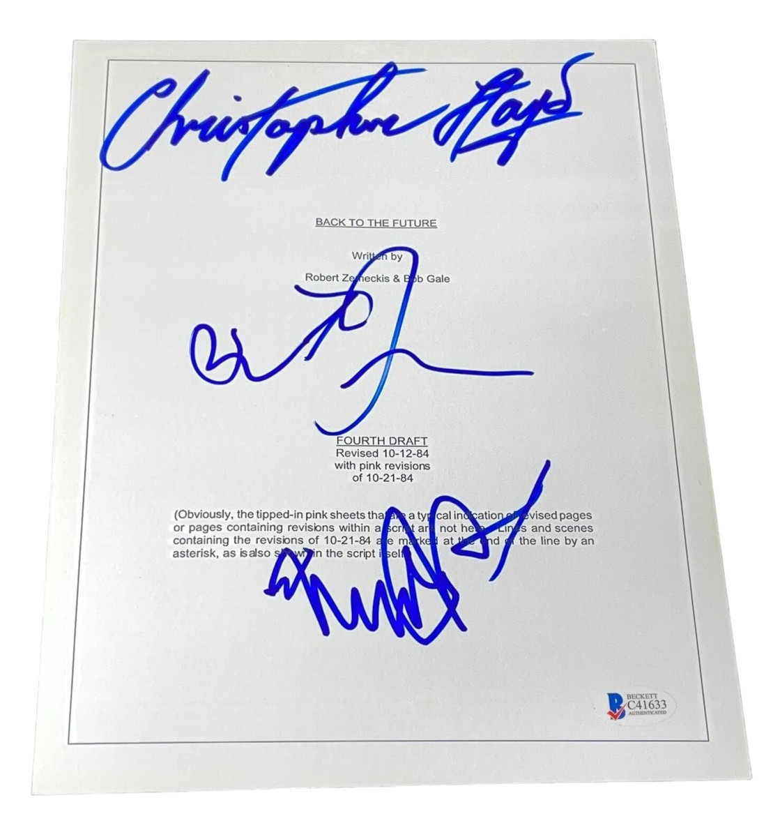 Michael J Fox Christopher Lloyd Zemeckis Signed Back to The Future