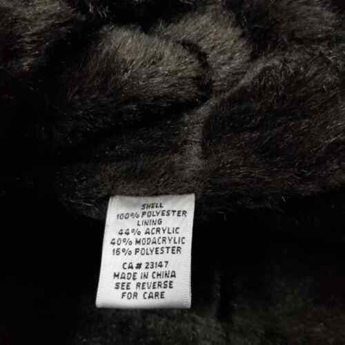 Talbots Suede Faux Fur Lined Leather Strips Mock Neck Peacoat Size M Brown - Picture 9 of 12