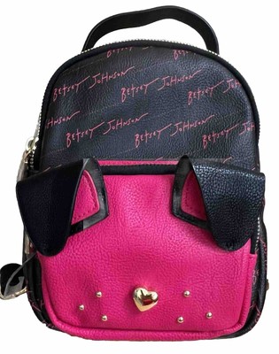 Betsy Johnson Puppy Dog Mini Backpack Black Pink Gold New  display picture 3