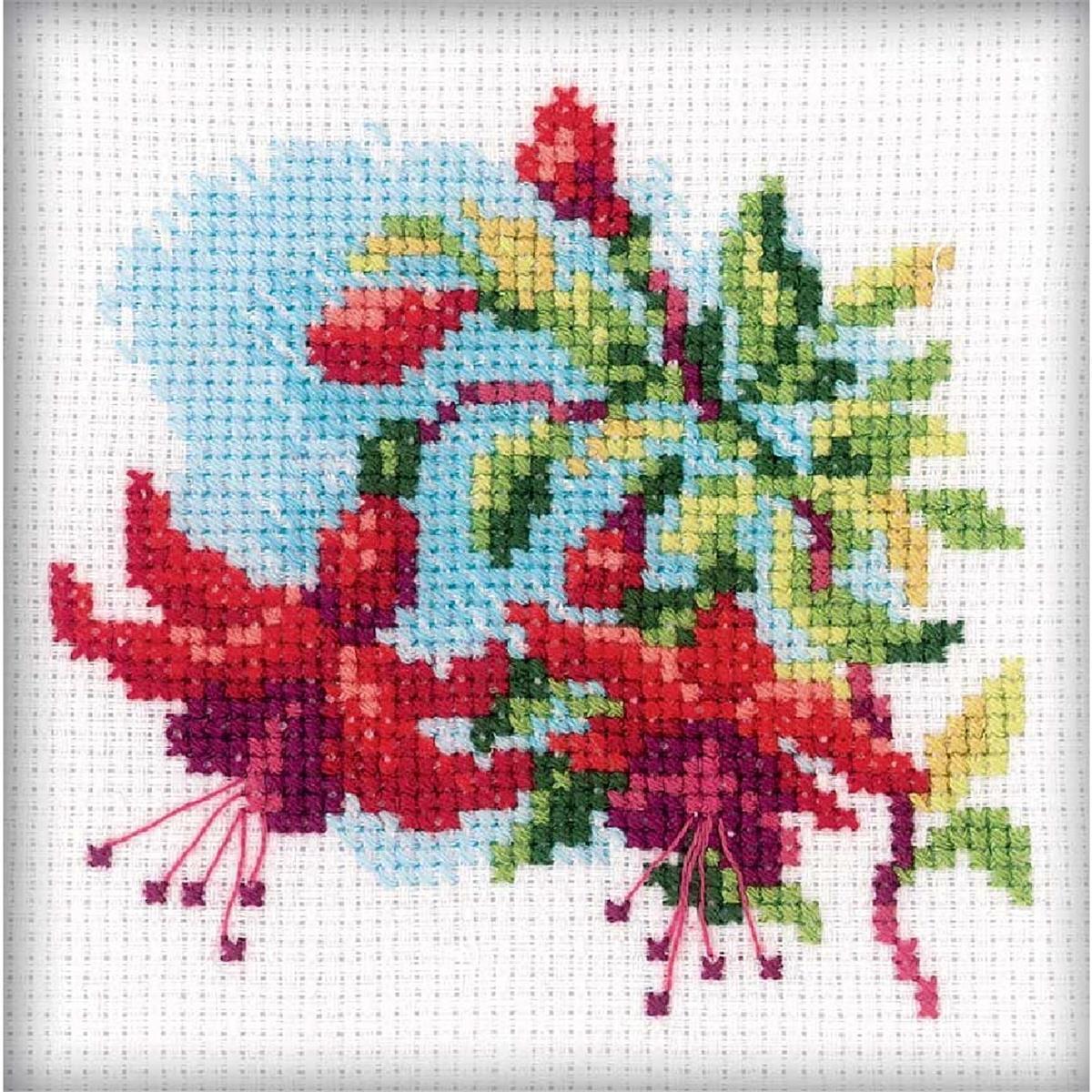 RTO counted Cross Stitch Kit ""Fuchsia"" H174, 10x10 cm, DIY
