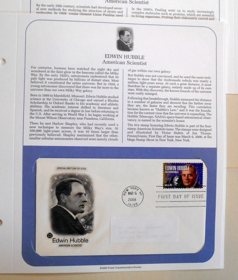 2008 American Scientists 4 designs Sc 4224 to 4227 set of 4 FDCs, PCS info pages - Image 3 of 4