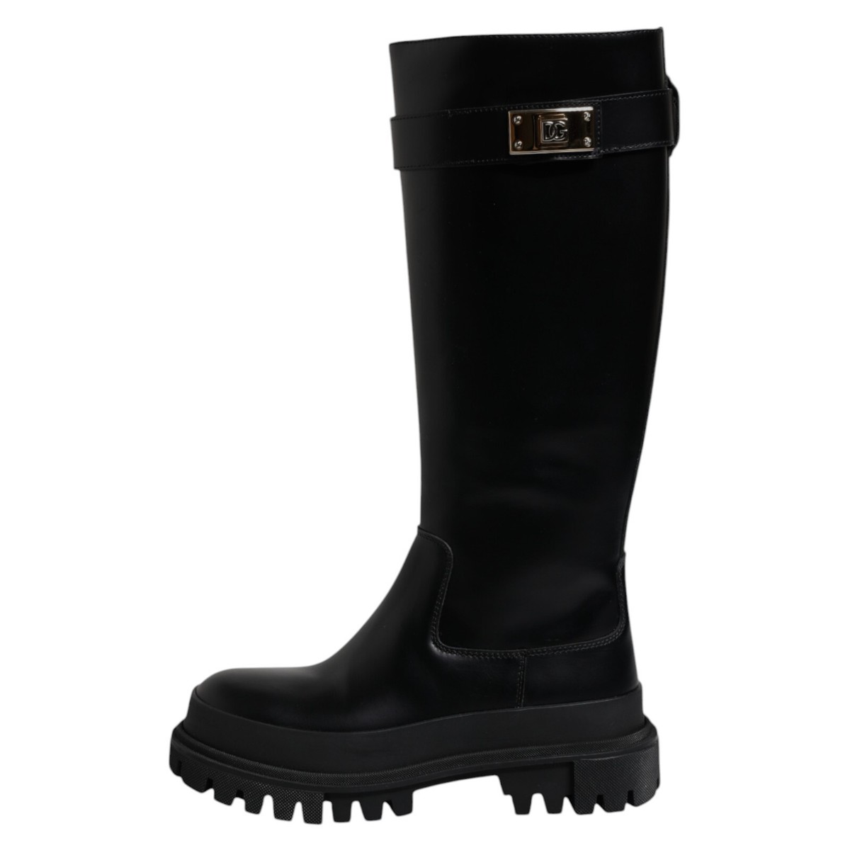★送料無料★新品★D&G★DOLCE&GABBANA★ハイヒール★黒★23.5 Polished calfskin platform sandals in Black for Women
