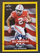 2020 Leaf DRAFT #68 J.K. Dobbins RAVENS ALL-AMERICAN Yellow Parallel card NM/MT
