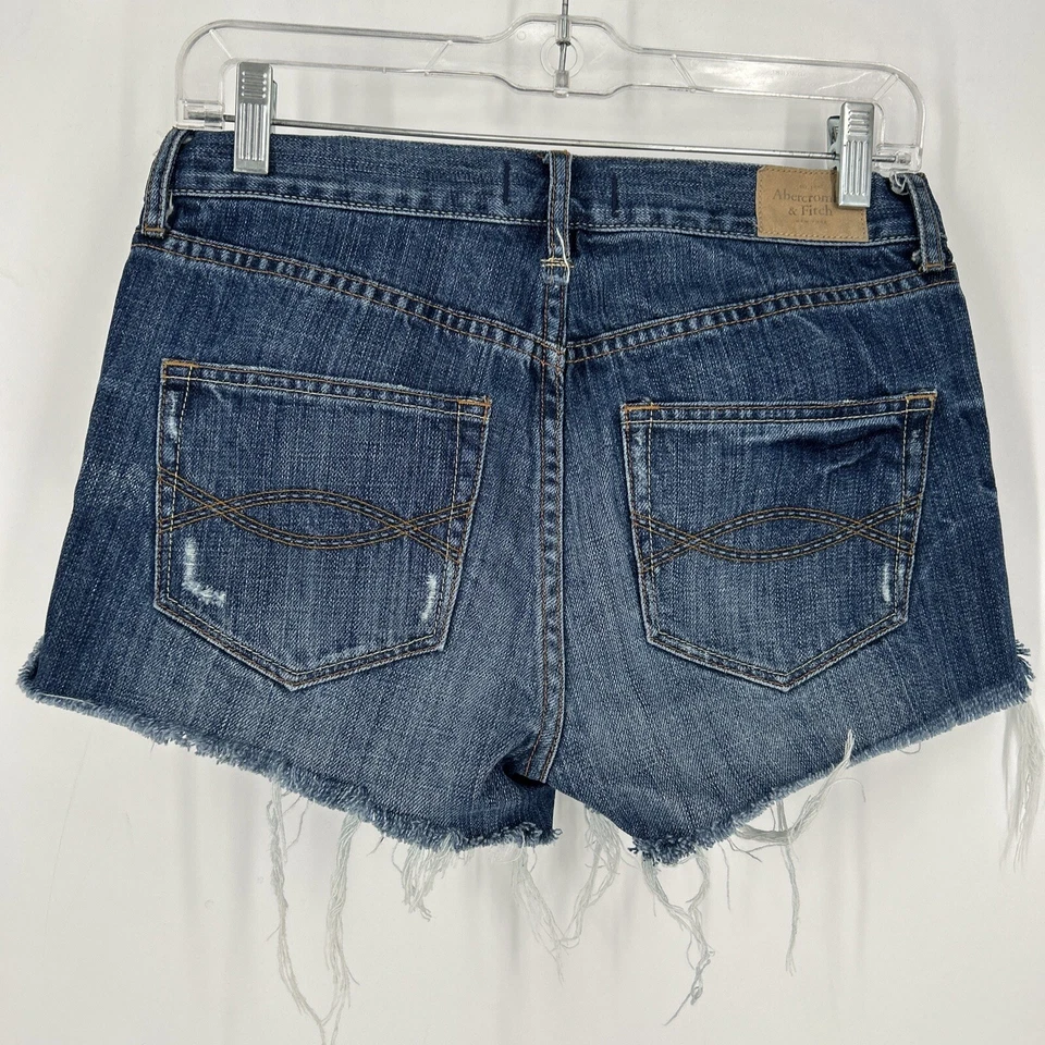 Pantalones Cortos Abercrombie Fitch Talla 4 29x3 Azul Jean Denim Playa Envejecida Foto 2 de 4