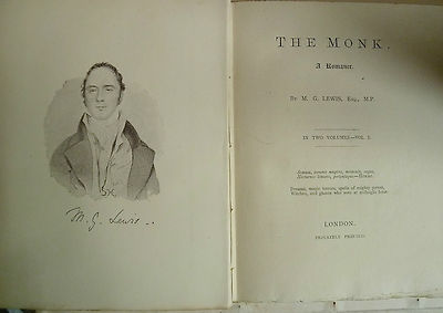Literatur,  The Monk A Romance, Lewis the monk, M. G. Lewis, Lewis the monk