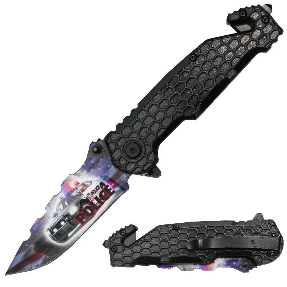 Stainless Steel Blade Black Plastic Handle Collectible Folding Knives