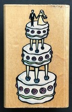 WEDDING CAKE SPECIAL OCCASION FOOD DESSERT Rubber Stampede Wood Rubber Stamp