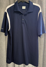 Izod Polo Shirt Mens Large Blue/White Mesh Polyester Performance Golf Polo shirt