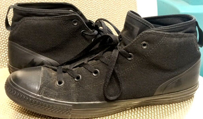 Converse Chuck Taylor All Star Waterproof Triple Black Boot Shoes Size 12 WP
