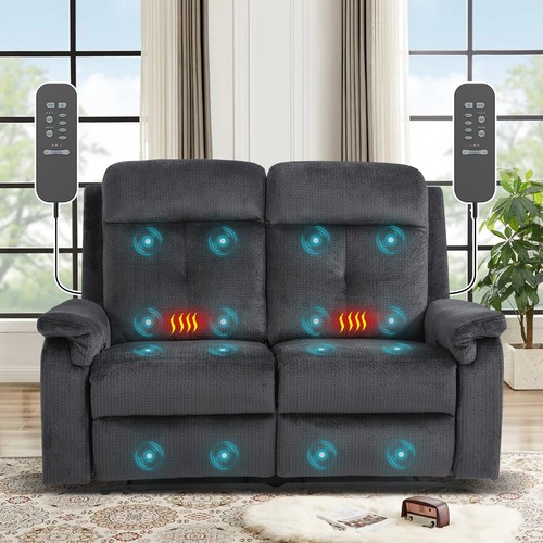 Double Reclining Loveseat with Massage & Heating Velvet Manual