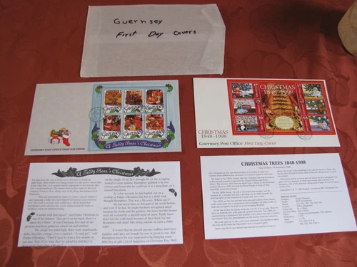GUERNSEY  Christmas Souvenir Envelopes  1997 & 1998 First Day Issue Cover