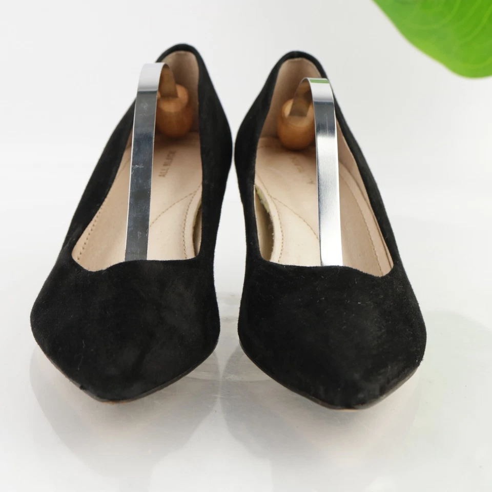 ALL BLACK Womens Pump Size 39 8 Black Suede Kitten Heel Pointed Dress Shoe - Image 3 of 4