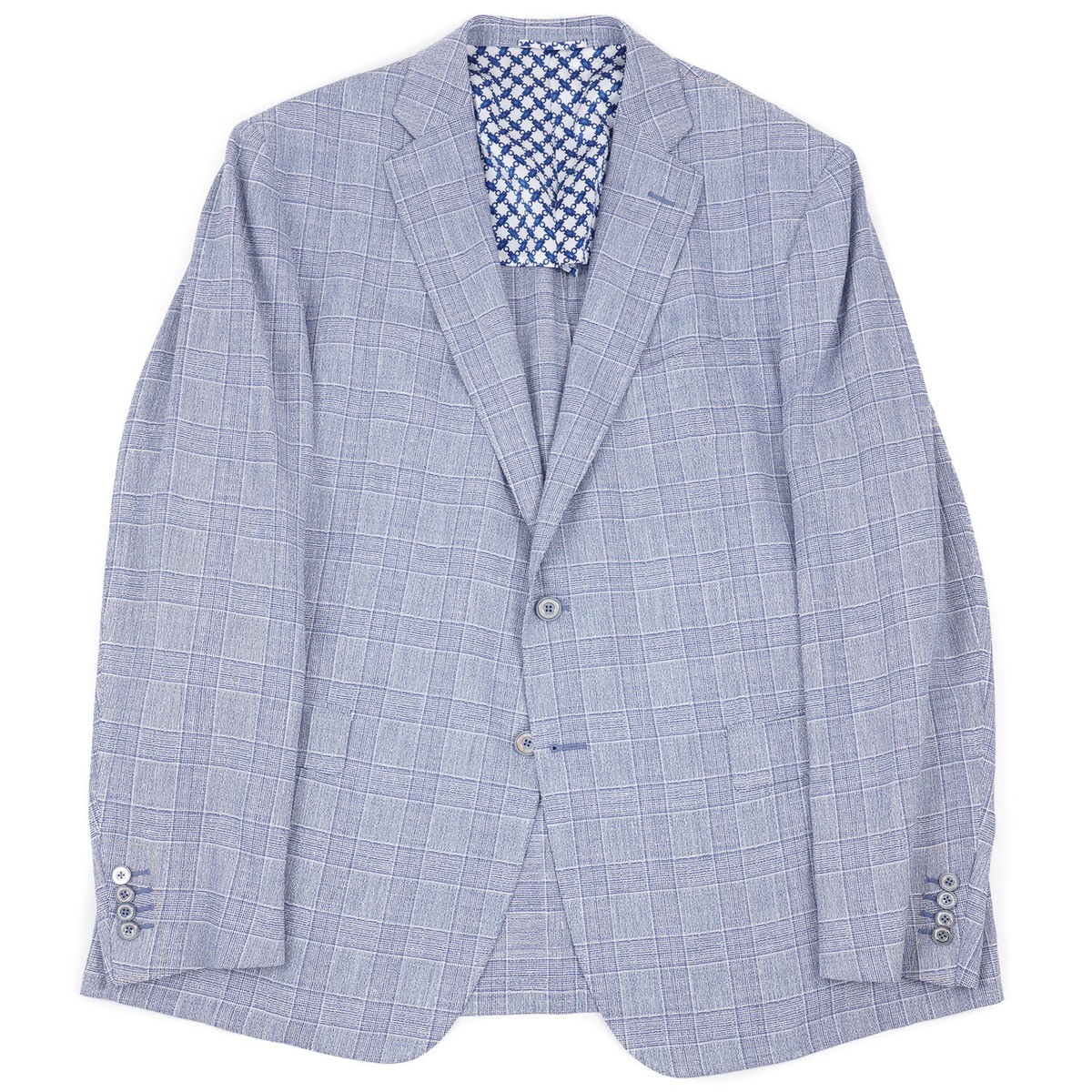Zilli Lightweight Blue and White Check Wool-Linen Sport Coat Zilli Lightweight Blue and White Check Wool-Linen Sport Coat
