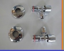 Eckventil selbstdichtend 2er Set mit Rosette 1/2" chrom f&uuml;r K&uuml;che oder Bad.