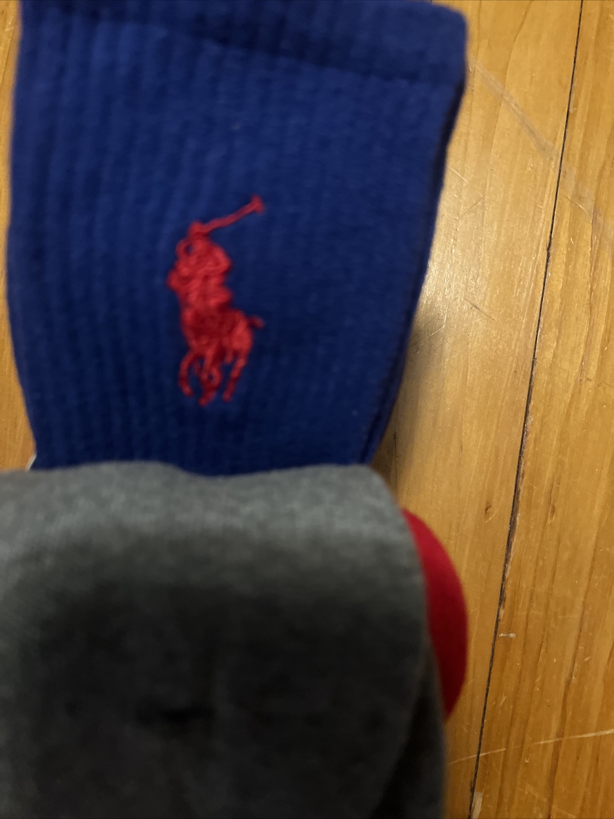 Polo Ralph Lauren 3 PAIA calze sportive uomo nuove con etichette ROYAL GRIGIO ROSSO BIG PONY 10 13