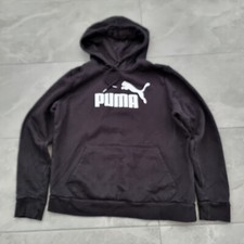 PUMA Hoodie Womens Size Large Black Regular Fit Retro Hooded Cotton Sweater