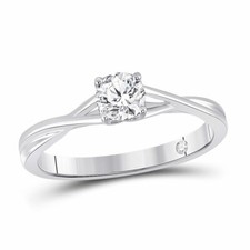14kt White Gold Round Diamond Solitaire Bridal Wedding Engagement Ring 1/2 Ctw