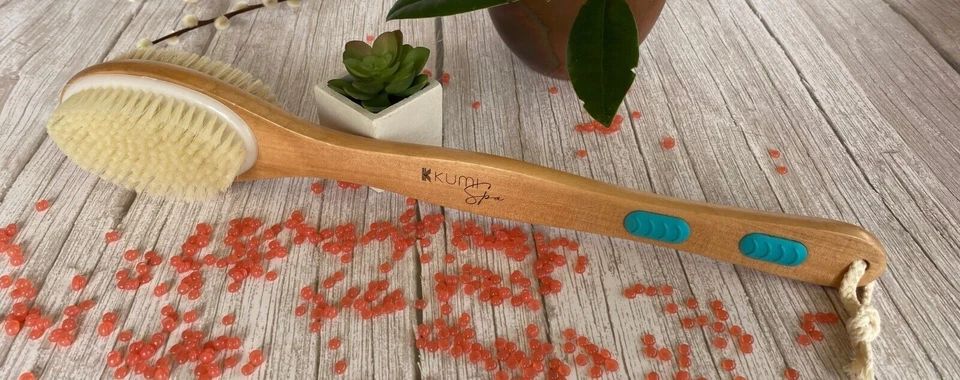 Body Brush Long Handle Bath Shower Back Scrubber Bamboo Natural Boar Bristles - Image 4 of 4