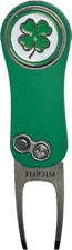 Pitchfix Hybrid 2.0 GREEN Golf Divot Tool w/ FOUR LEAF CLOVER BALL MARKER
