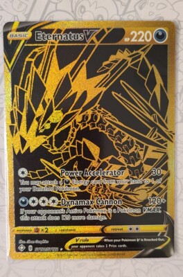 pokemon card eternatus vmax gold Jumbo Pokemon Cards Pokemon TCG Eternatus V SV121 & Eternatus VMAX SV122 –  Gold Secret Rares NM Rainbow Pokemon Cards