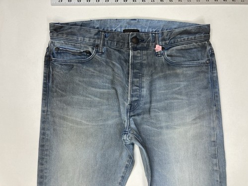 John Elliott Skinny Stretch Denim Jeans Men Size 32 x 32 Blue Gray Blowout Knee - Picture 3 of 11