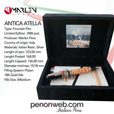 Marlen Antica Atella L.E. (988 pcs) Fountain Pen | Resin, Silver | 18K Gold Nib