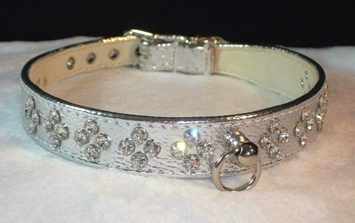 Plata Metallic Tiara Dog Collar Rhinestone Crystal Diamond Jewel Design pattern - Imagen 3 de 14