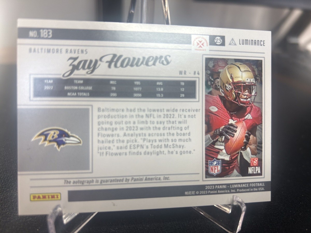 2023 Panini Luminance - Rookie Silver #183 Zay Flowers Auto 100