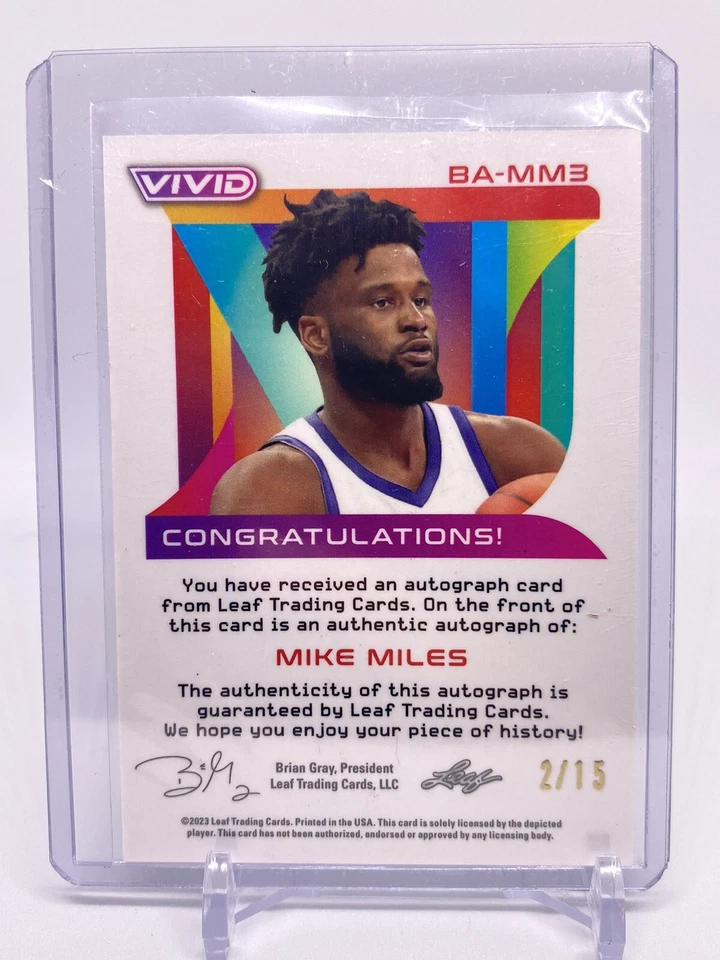Mike Miles 2023 Leaf VividGreen  Autograph Auto #2/15 - TCU HORNED FROGS (396) - Image 3 of 4
