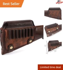 PU Leather Rifle Cheek Rest with Anti-Slip Lining and Ammo Holder - Right Hand