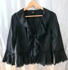 Grace Elements Jacket Us6 Uk10 Eu38 Black 100% Linen Bolero Outerwear Three...