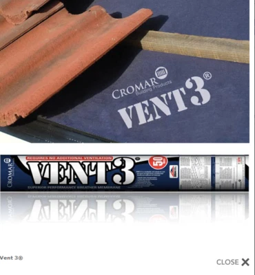 CROMAR Breathable Membrane VENT 3 ORIGINAL 1m x 50m 25m Roofing Felt Under Tile