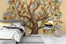 3D Sculpture Tree Self-adhesive Removable Wallpaper Murals Wall Sticker FC