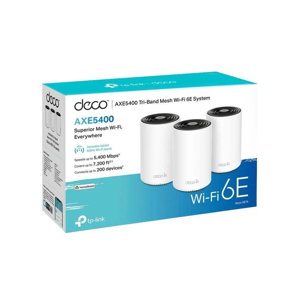 TP-LINK Deco XE75 Pro Tri-Band Mesh Wi-Fi 6E System - AXE5400 (3 Pack)