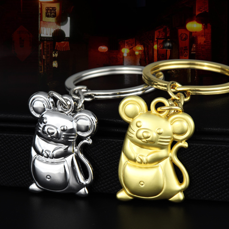 Chinese Zodiac Year of The Rat Silver or Gold Keychain Pendants | eBay