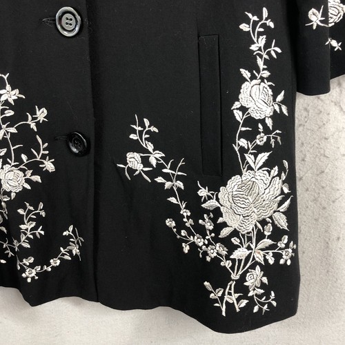 Karen Kane Jacket Womens Medium Black White Embroidery Artsy Career Dressy - Picture 12 of 20