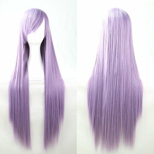 New 80cm Straight Sleek Long Full Hair Wigs w Side Bangs Cosplay Costume Womens - Picture 5 of 17
