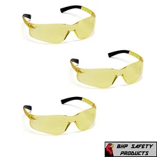 PYRAMEX ZTEK SAFETY GLASSES SHOOTING RANGE EYEWEAR AMBER S2530S Z87+ (3 PAIR)
