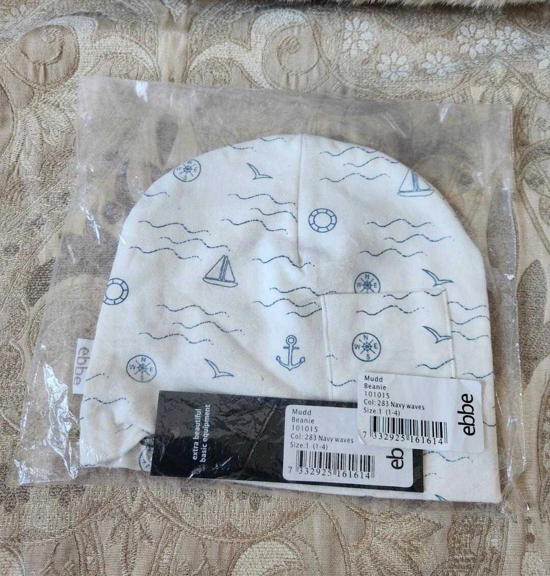 Ebbe mud beanie navy waves Size (1-4) Years,Rare