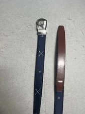 Nexbelt Belt Golf Print No Holes Cut To Fit 25" - 31" Waist Blue Fabric Leather 