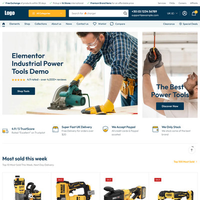Industrielle Elektrowerkzeuge Websites Design zum Verkauf mit kostenlosem VPS...