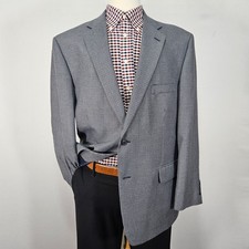 Stafford Essentials Men's Sport Coat Blazer Two Button Gray Houndstooth Poly 46R
